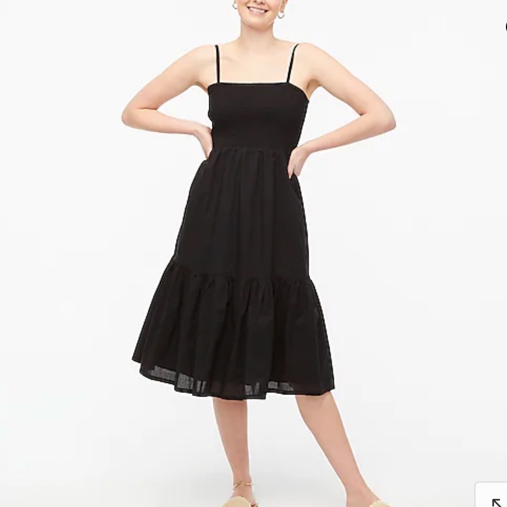 NWT J. Crew Factory smocked midi dress - large, black